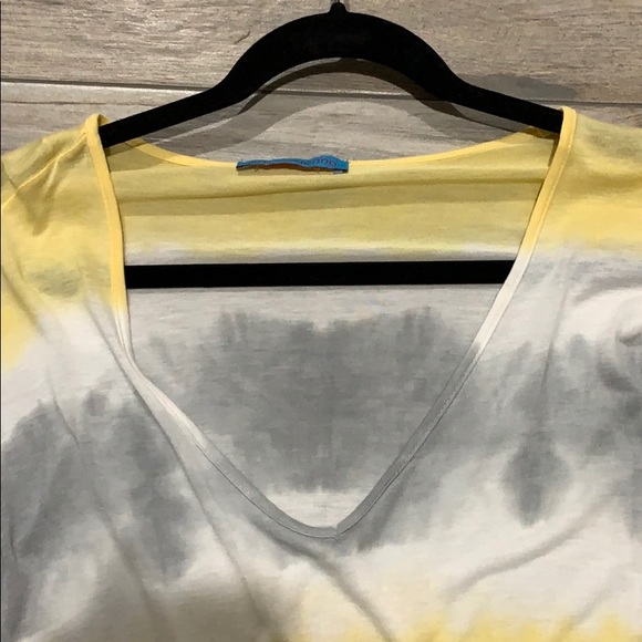 Ruby and Jenna 3/4 sleeve yellow, grey & white tee - Picture 2 of 3